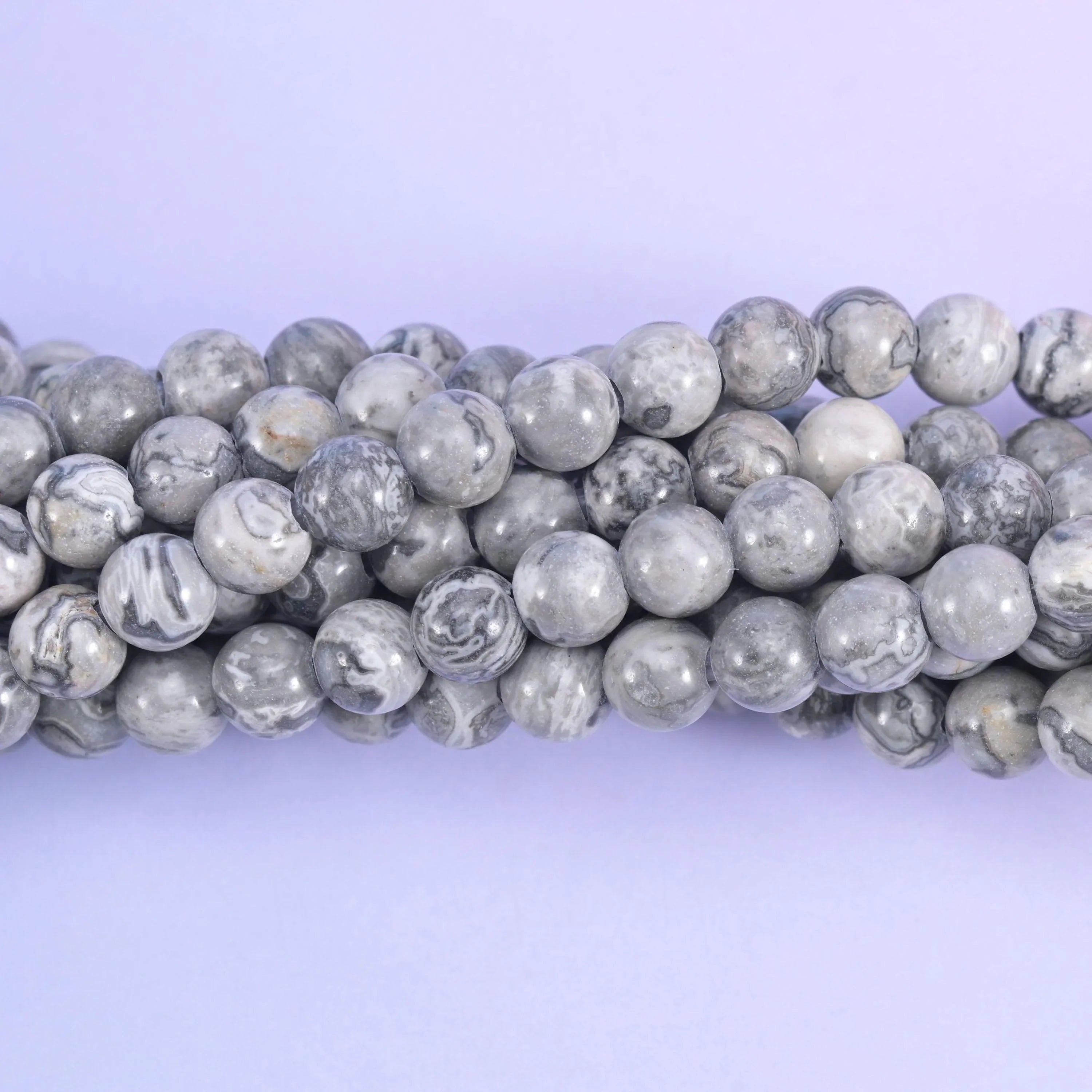 Map Jasper Large Hole Round Beads 6mm 8mm 10mm, sold in 8 inch and 15 inch strand lengths