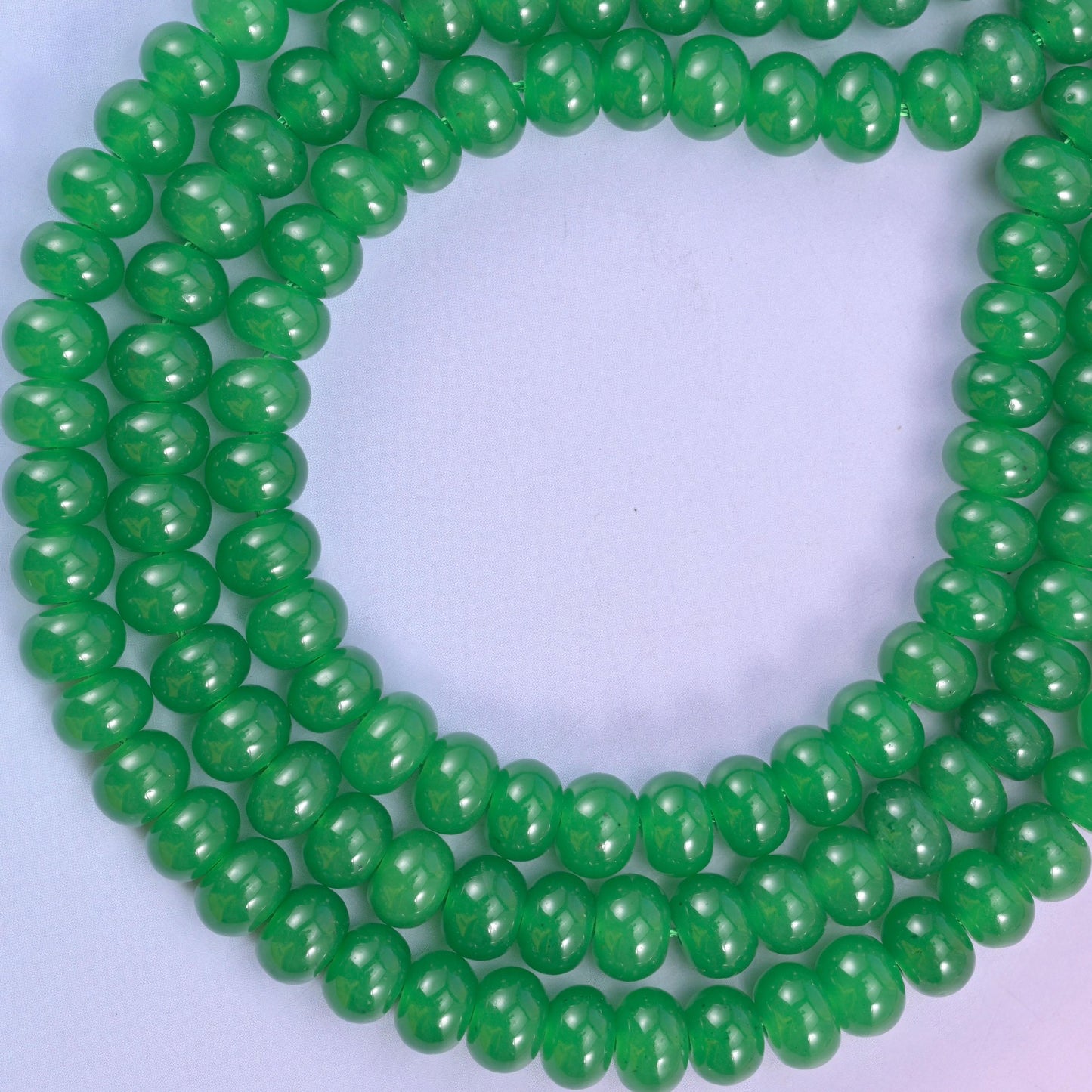 Green Dyed Jade rondelle beads, approximately 75 beads per strand