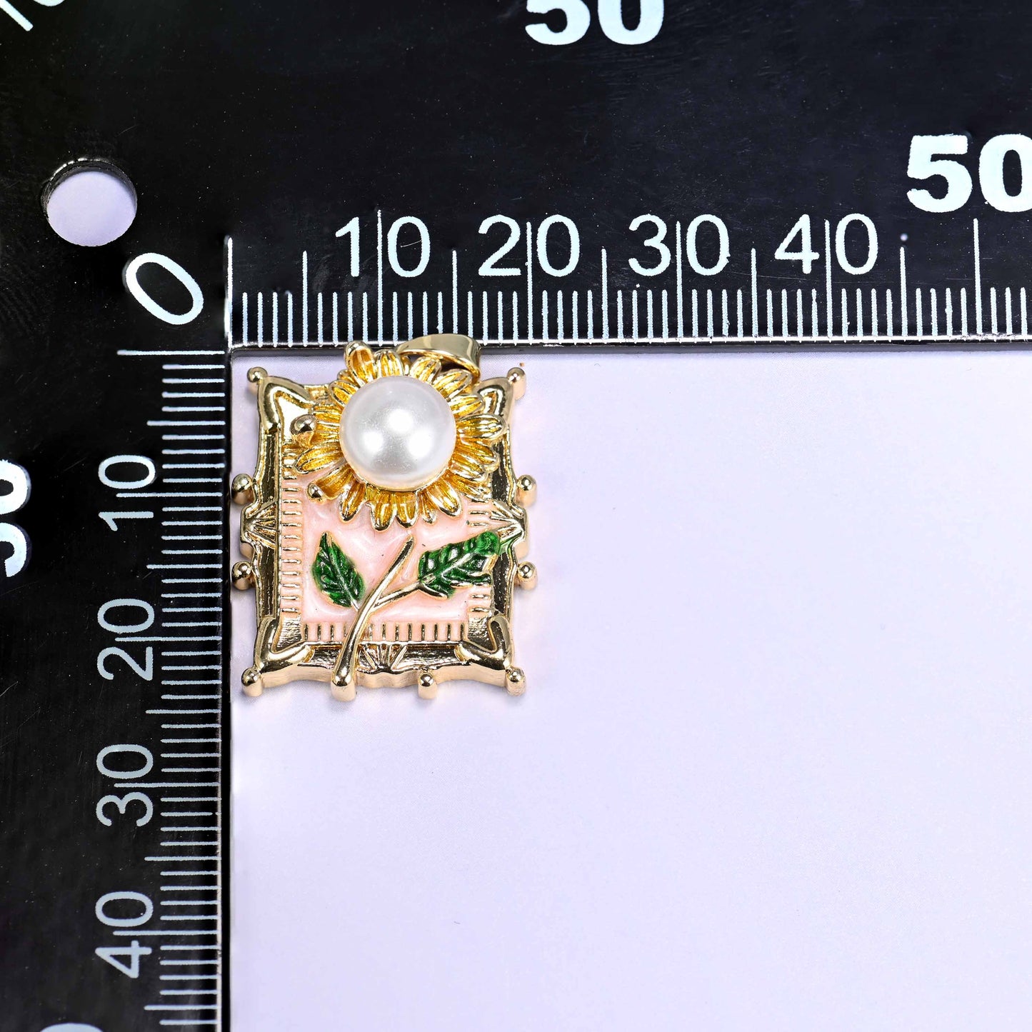 Enamel Rectangle Sunflower Charms: 18K Gold Filled Pendants, Jewelry Making Supply