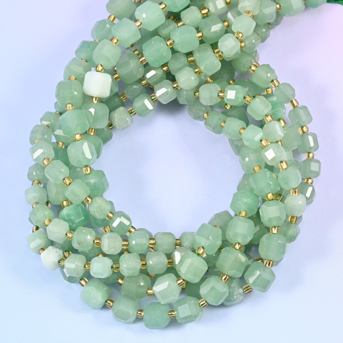 Green Aventurine Faceted Cube Beads for jewellery making