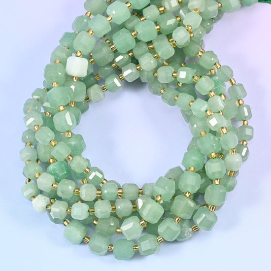 Green Aventurine Faceted Cube Beads for jewellery making
