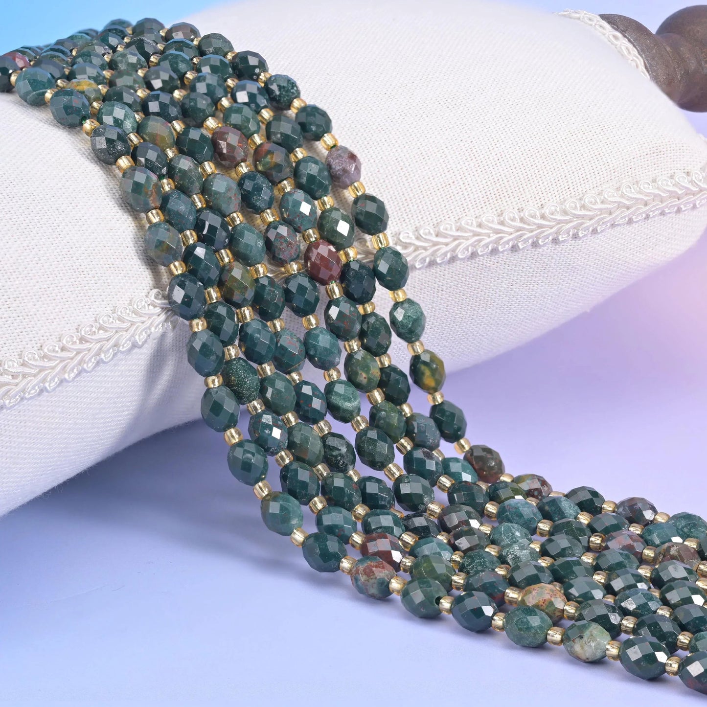 Oriental Jasper Faceted Rice Barrel Beads