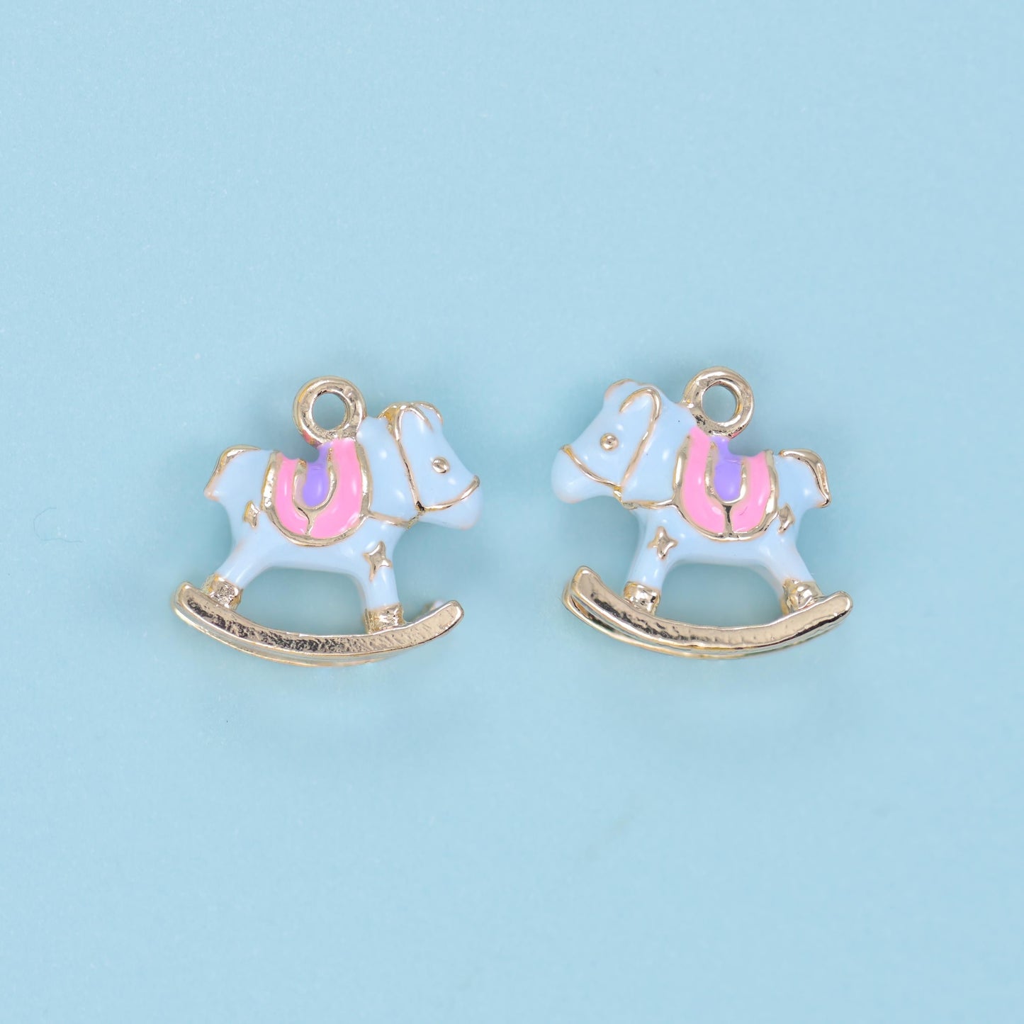 Enamel Rocking Horse Charm 13x12mm, 5.30mm thick