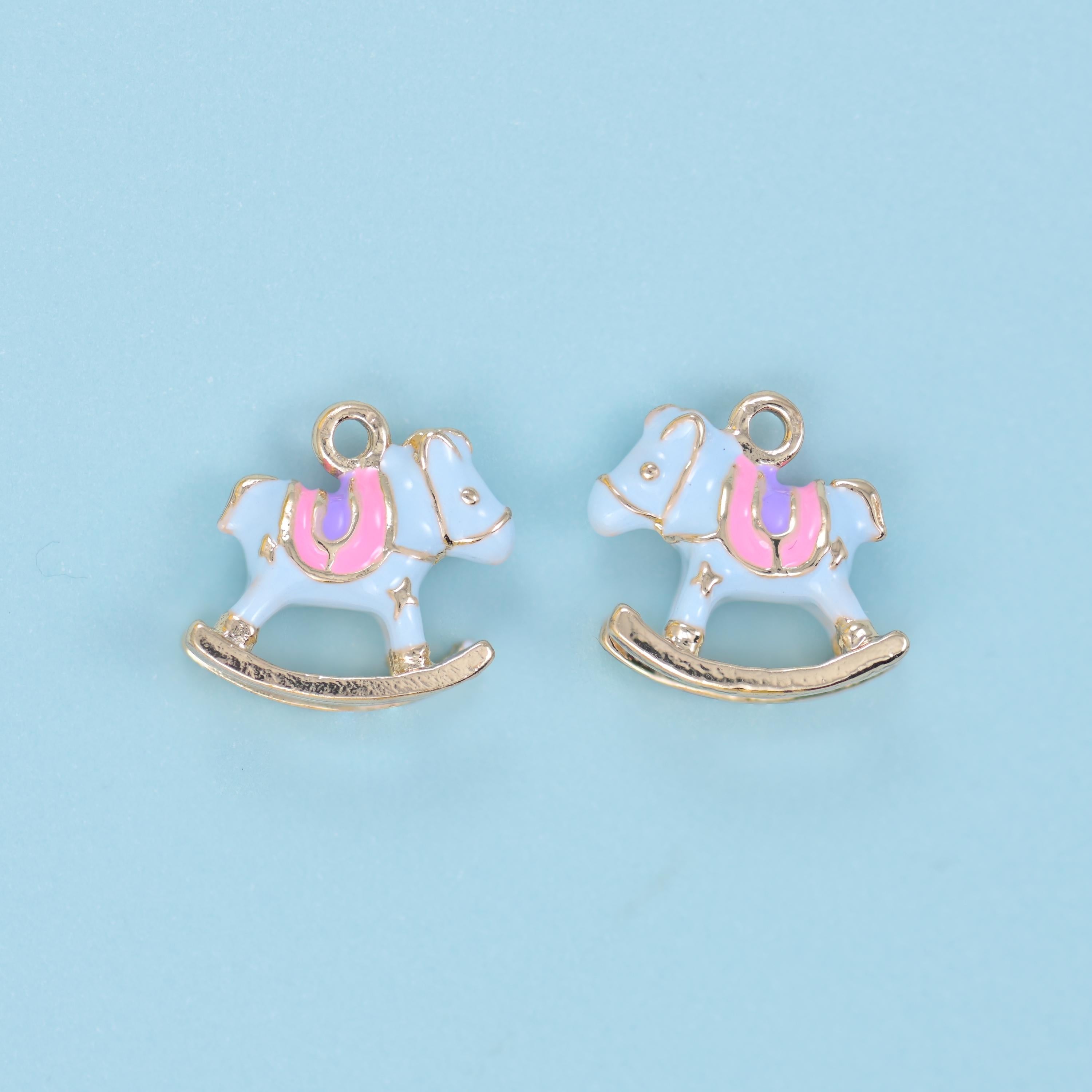Enamel Rocking Horse Charm 13x12mm, 5.30mm thick