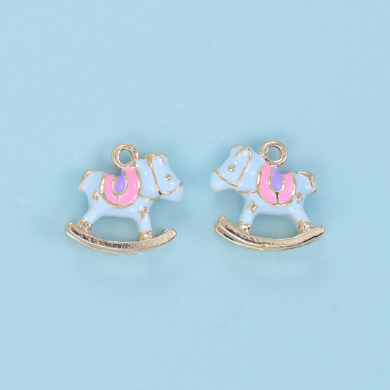 Enamel Rocking Horse Charm 13x12mm, 5.30mm thick