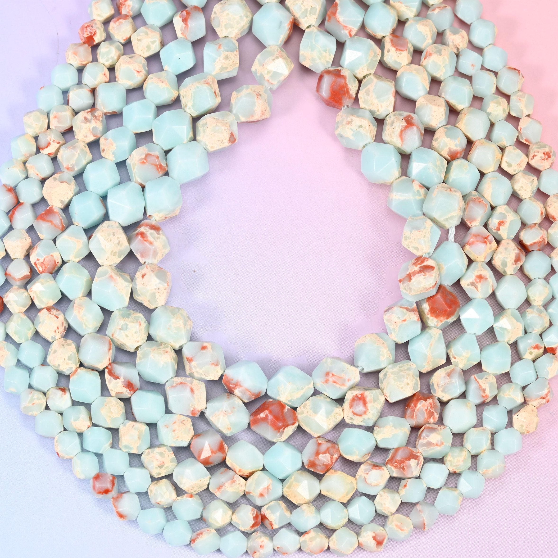 Blue Shoushan Stone Faceted Star Cut Beads 6mm 8mm 10mm, hole approximately 1.0mm with a +/- 0.2mm difference, center drilled