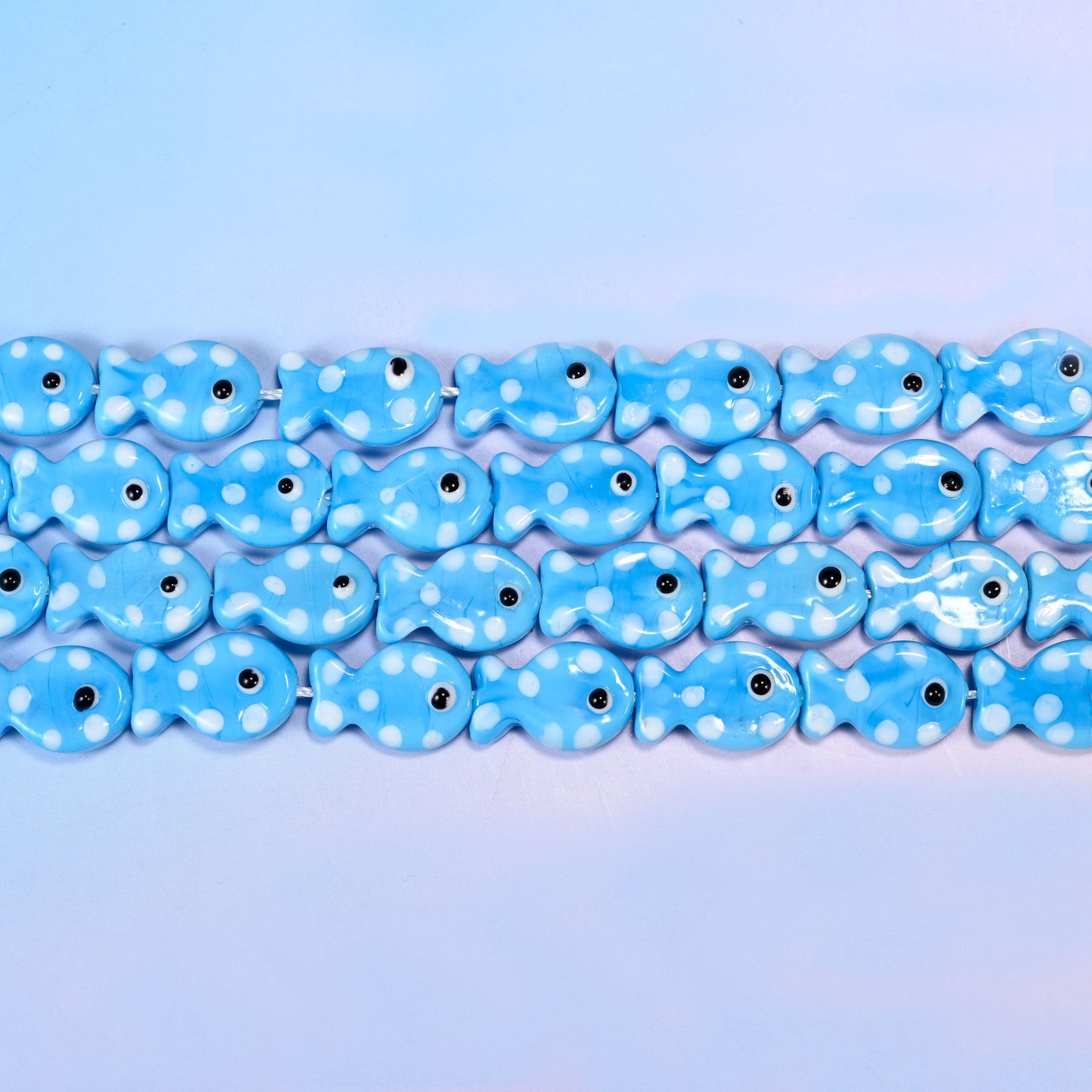 Sky Blue with White Dot Fish Glass Beads: Jewelry Making Supply