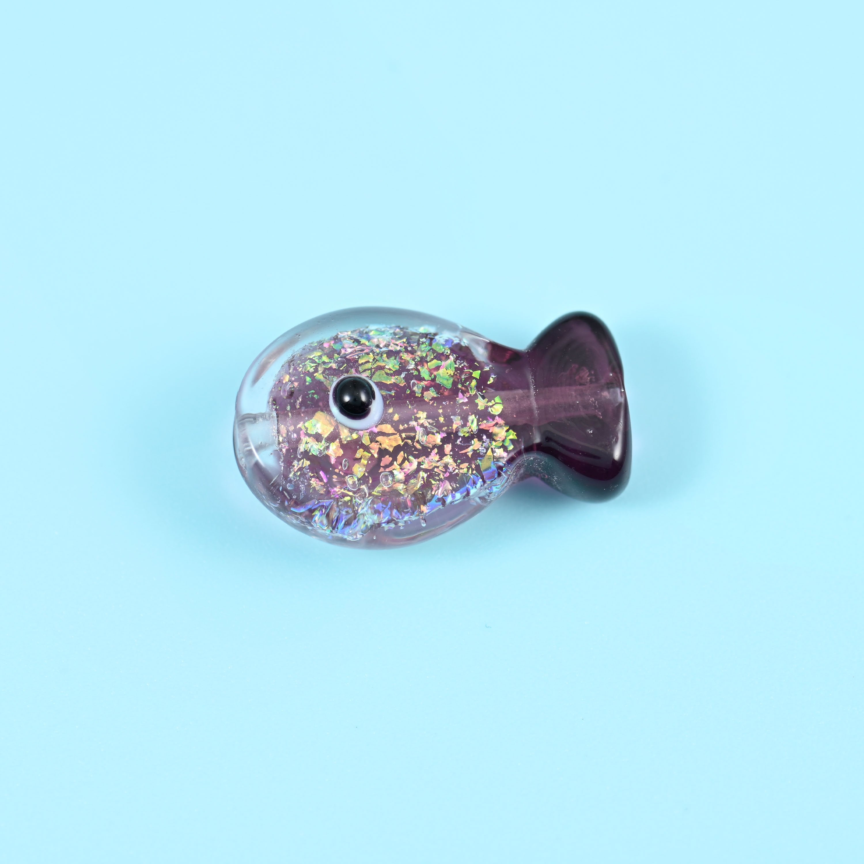 Iridescent Purple Fish Glass Beads: Jewelry Making Supply