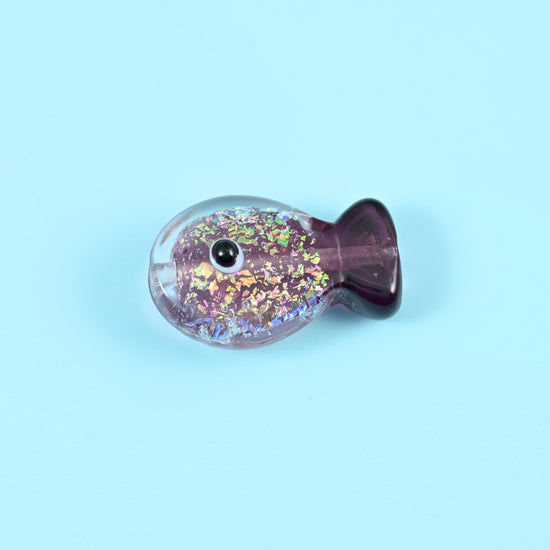 Iridescent Purple Fish Glass Beads: Jewelry Making Supply