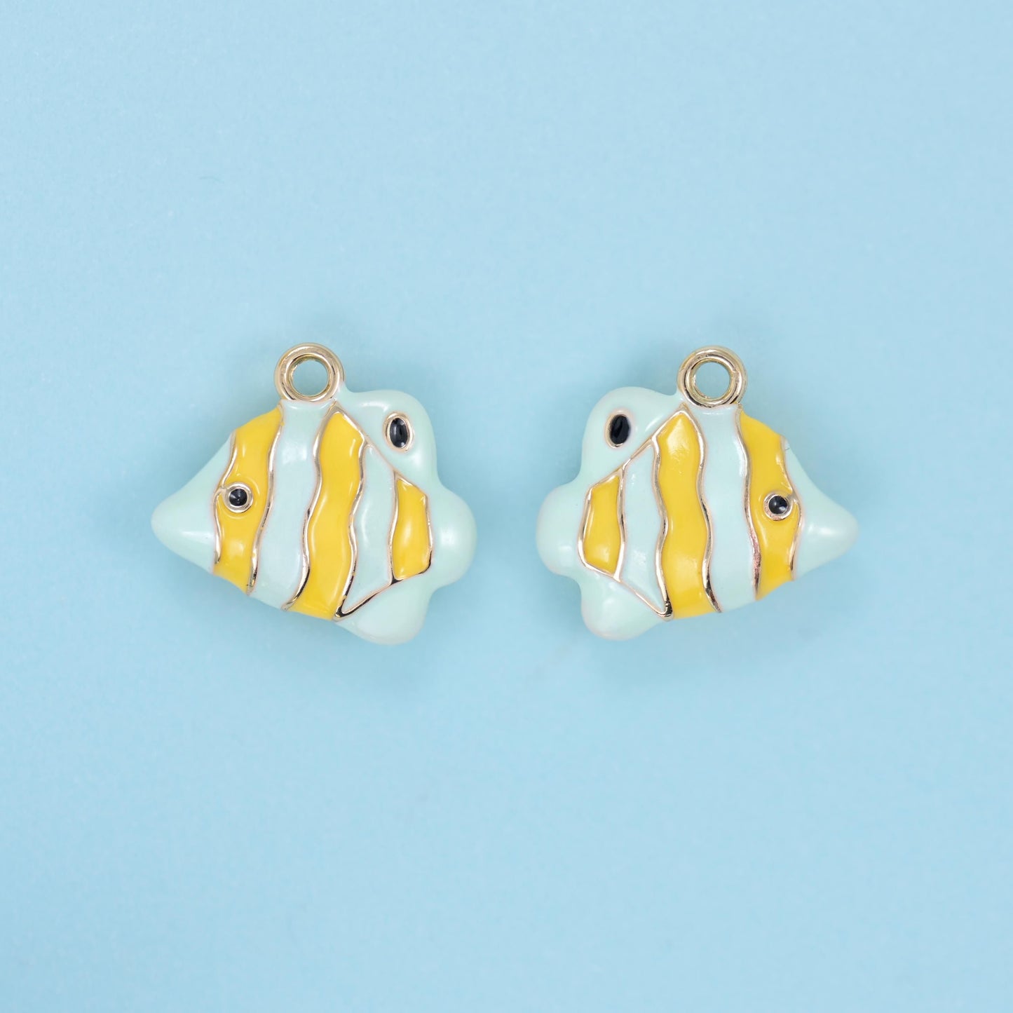 Enamel Tropical Fish Charm 16x15mm, 18K Gold Filled