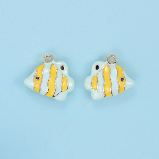 Enamel Tropical Fish Charm 16x15mm, 18K Gold Filled
