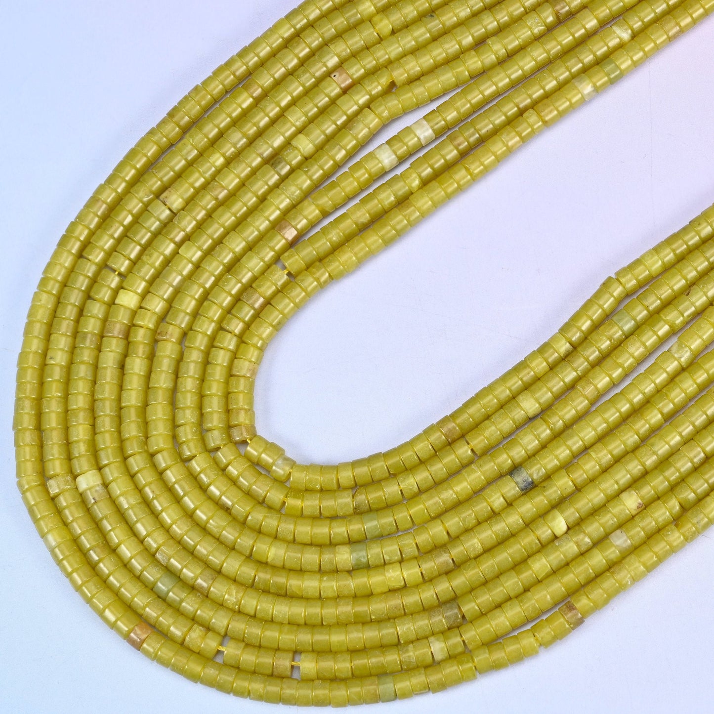 Lemon Jade Smooth Heishi Disc Beads, 15.5 inch strand
