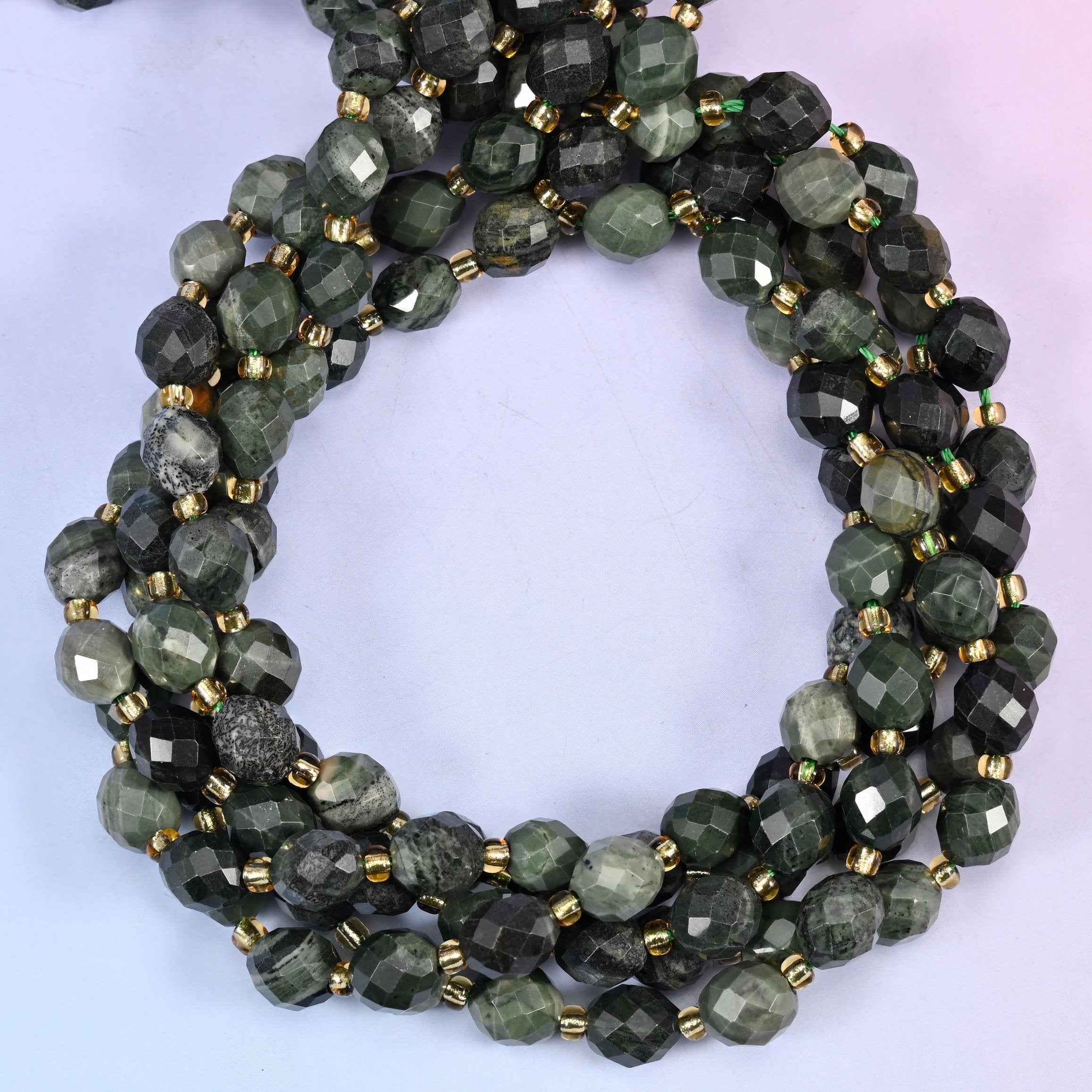 Kambaba Jasper Faceted Rice Barrel Beads 6x8mm Jewelry Making 15.5 Inch Strand