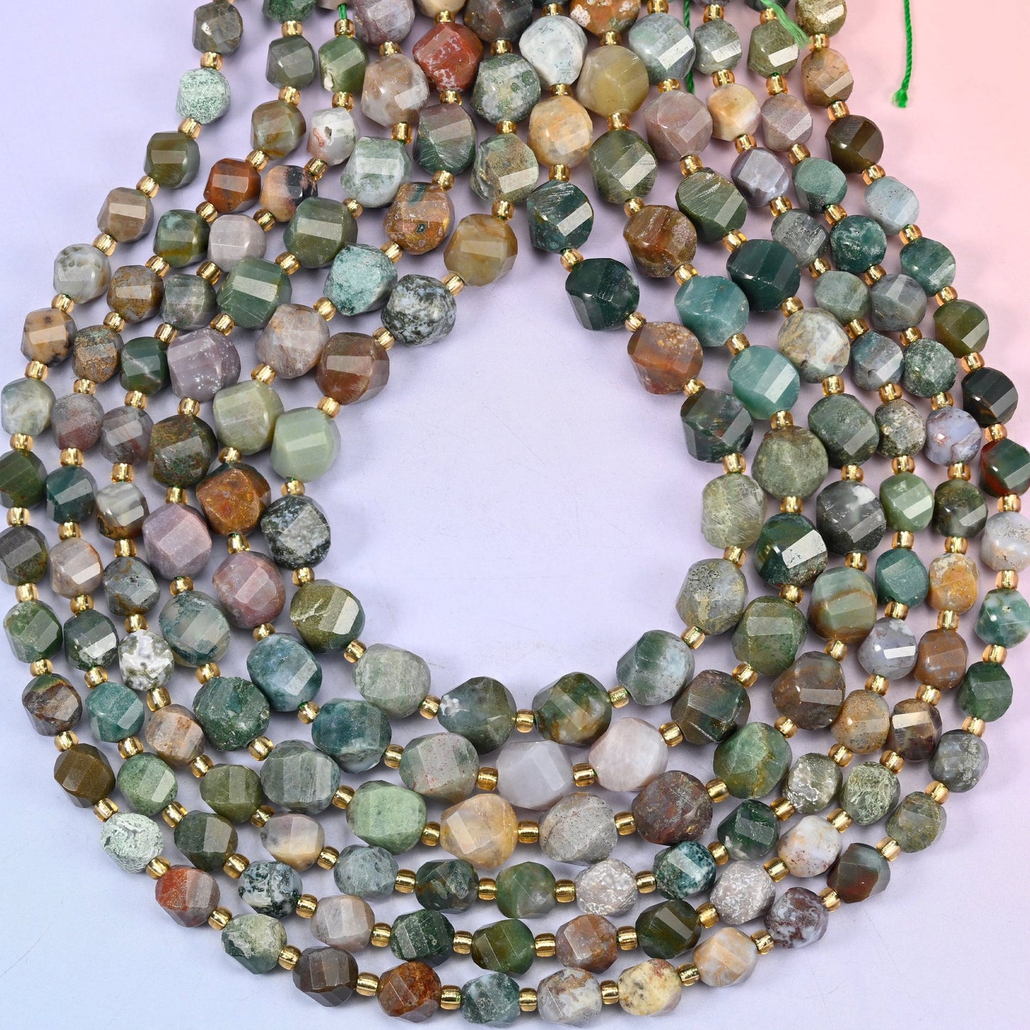 Indian Agate spiral twist beads, hole approximately 1.2mm