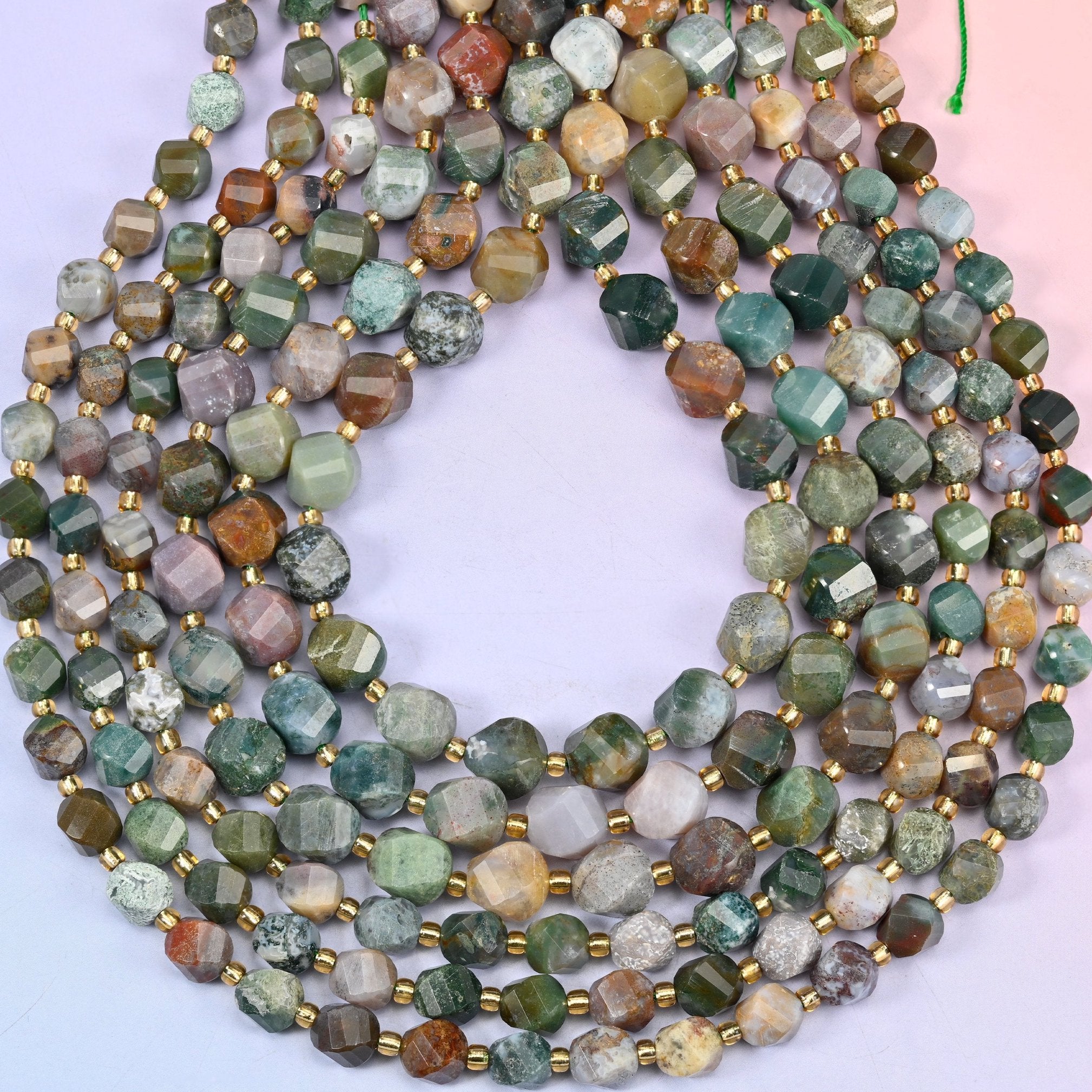 Indian Agate spiral twist beads, hole approximately 1.2mm