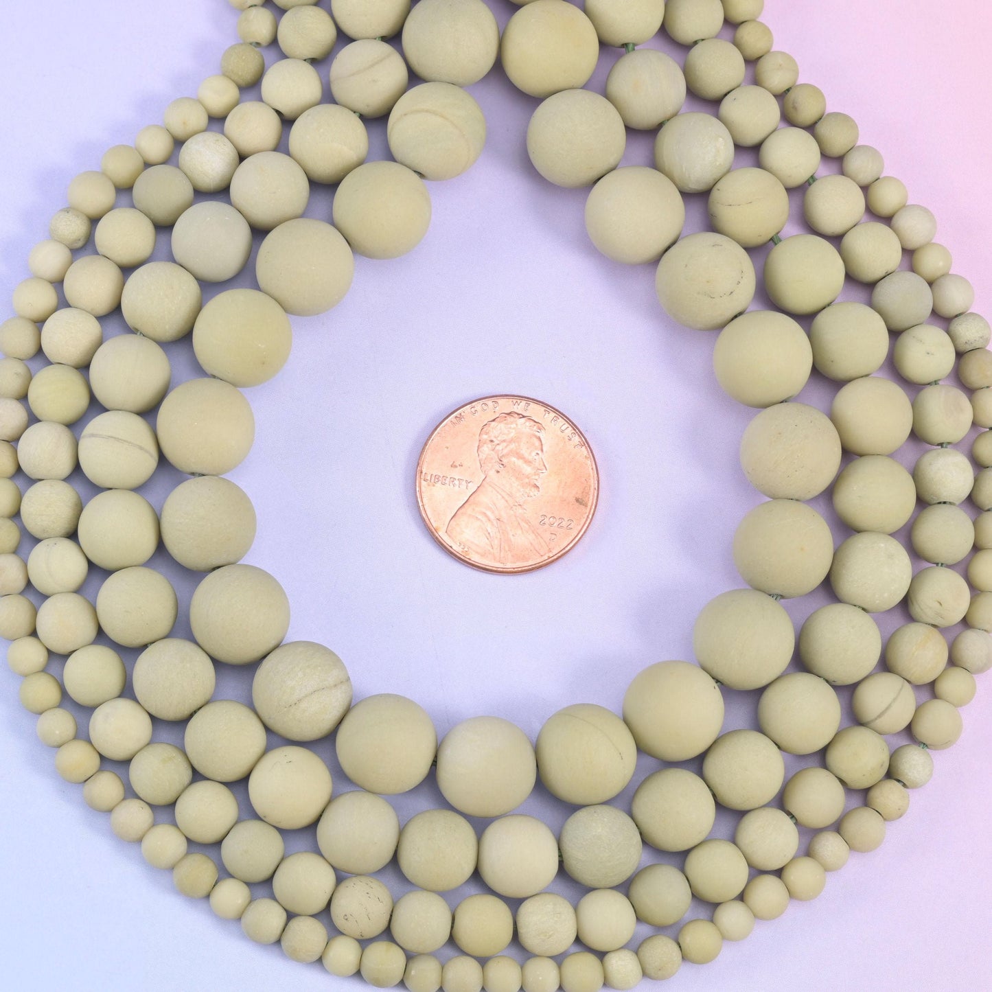 Green Alashan Agate Matte Round Beads, soft sage-olive rounds in a frosted matte finish