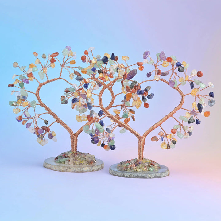 Crystal Tree of Life, agate base, copper wire, approximately 5 inches tall.