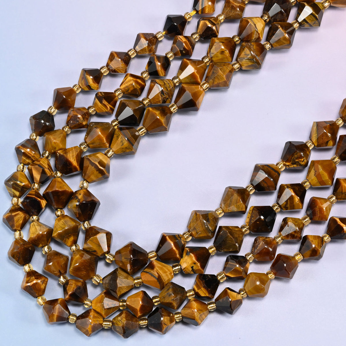 Tiger Eye Faceted Bicone Beads 8mm 10mm Jewelry Making 15 Inch Strand