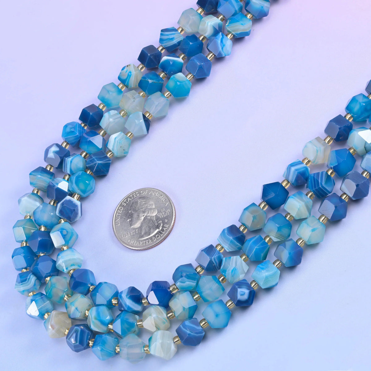 Faceted diamond rhombus beads, 15.5 inch strand