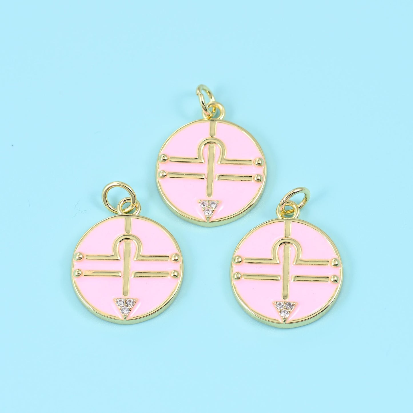 14K Gold Filled Enamel Zodiac Sign Charm 15mm