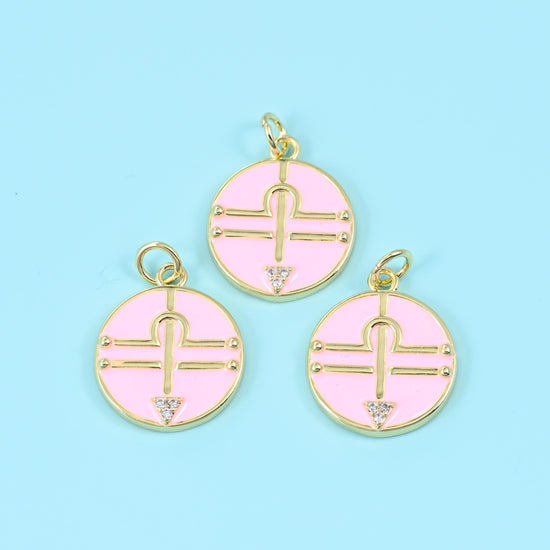 14K Gold Filled Enamel Zodiac Sign Charm 15mm