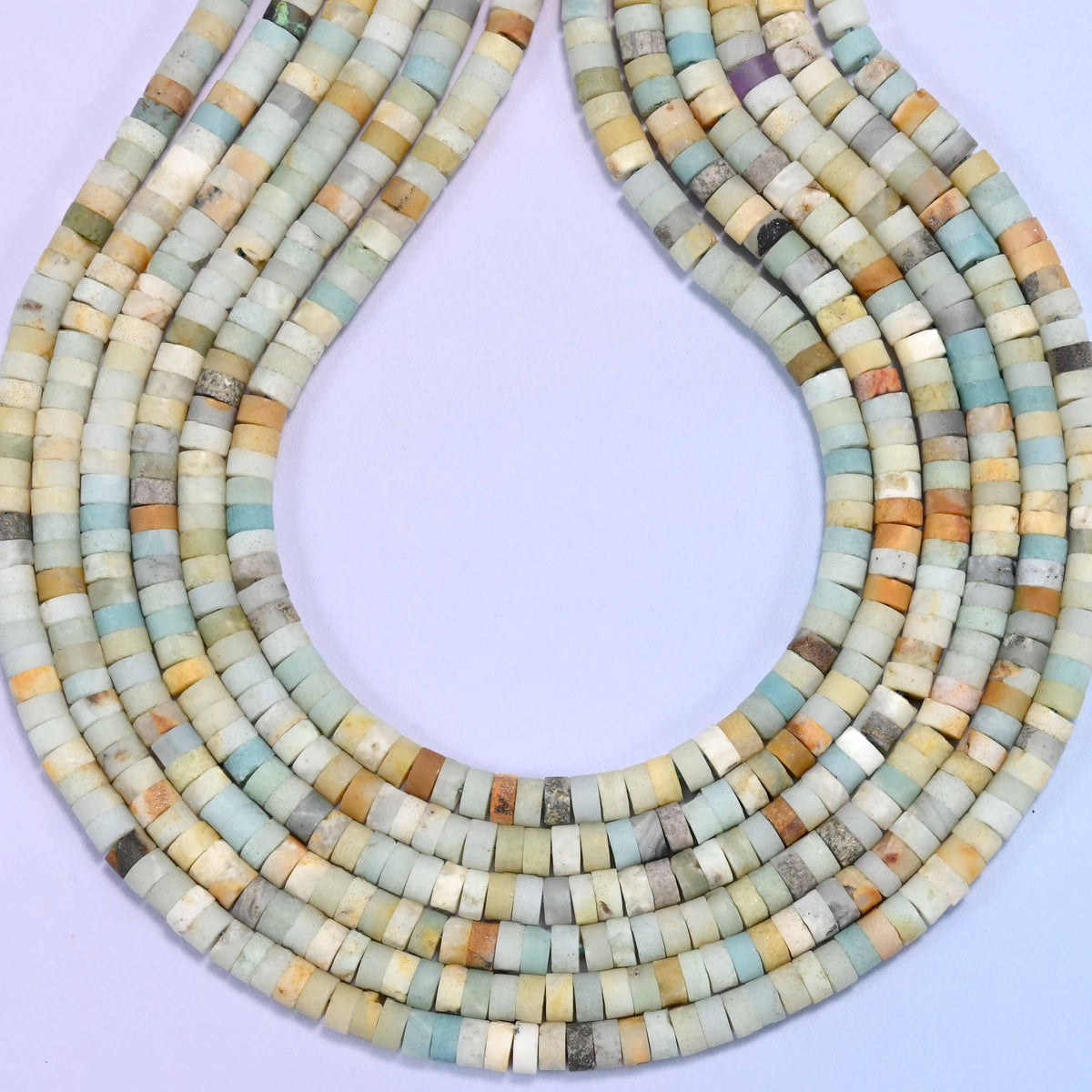 Matte multicolor amazonite heishi disc beads, hole 1.0mm
