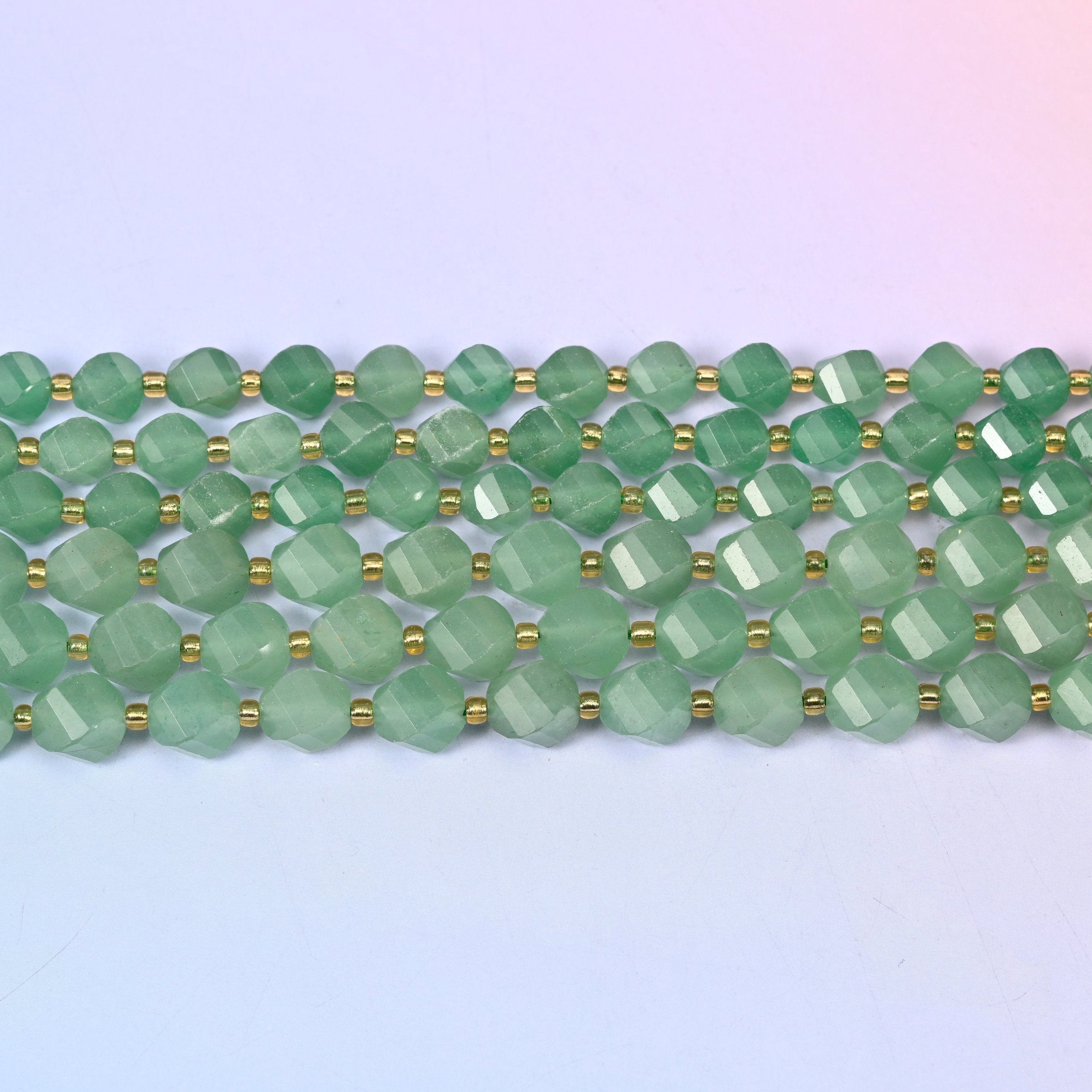Green Aventurine in soft sage and mint green