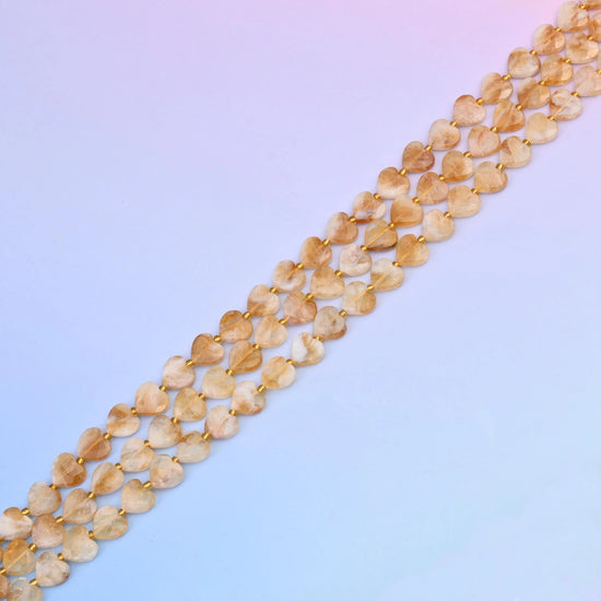Faceted heart cut Citrine Quartz beads for jewellery making