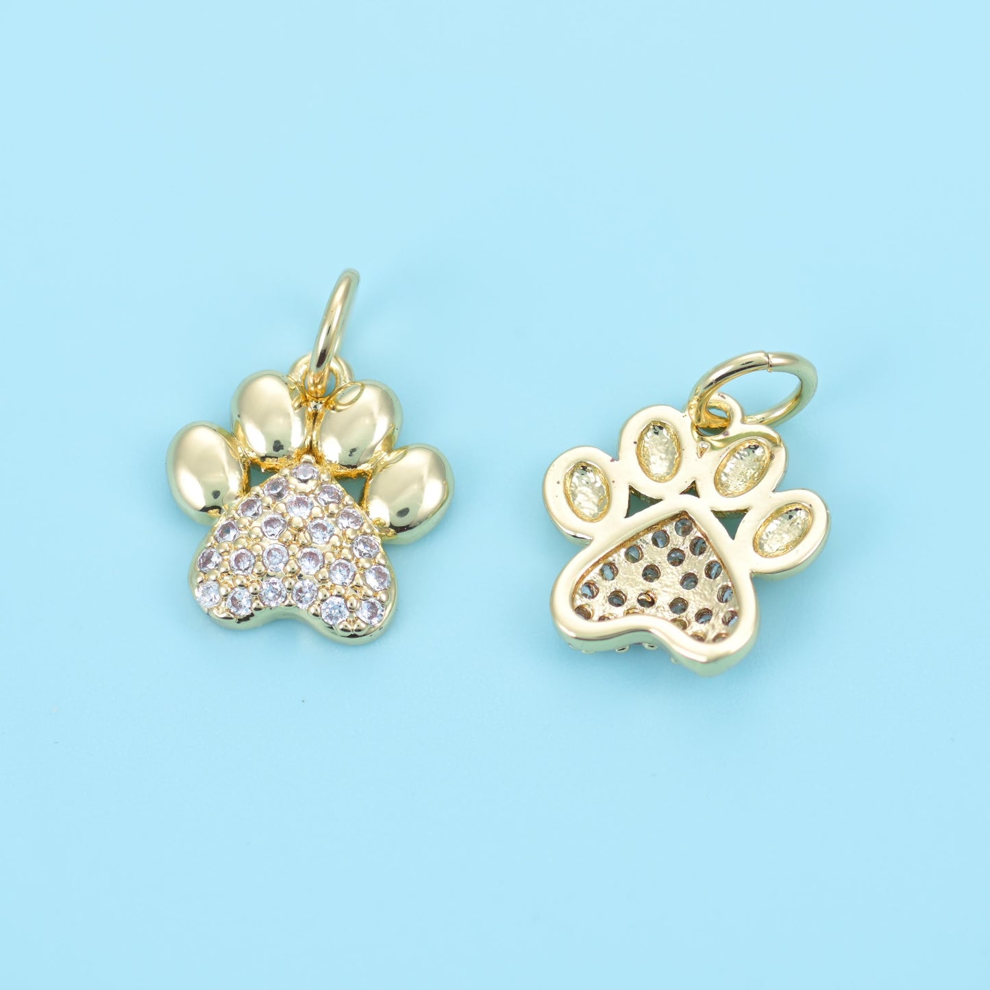 Dog paw cut brass beads