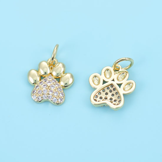 Dog paw cut brass beads