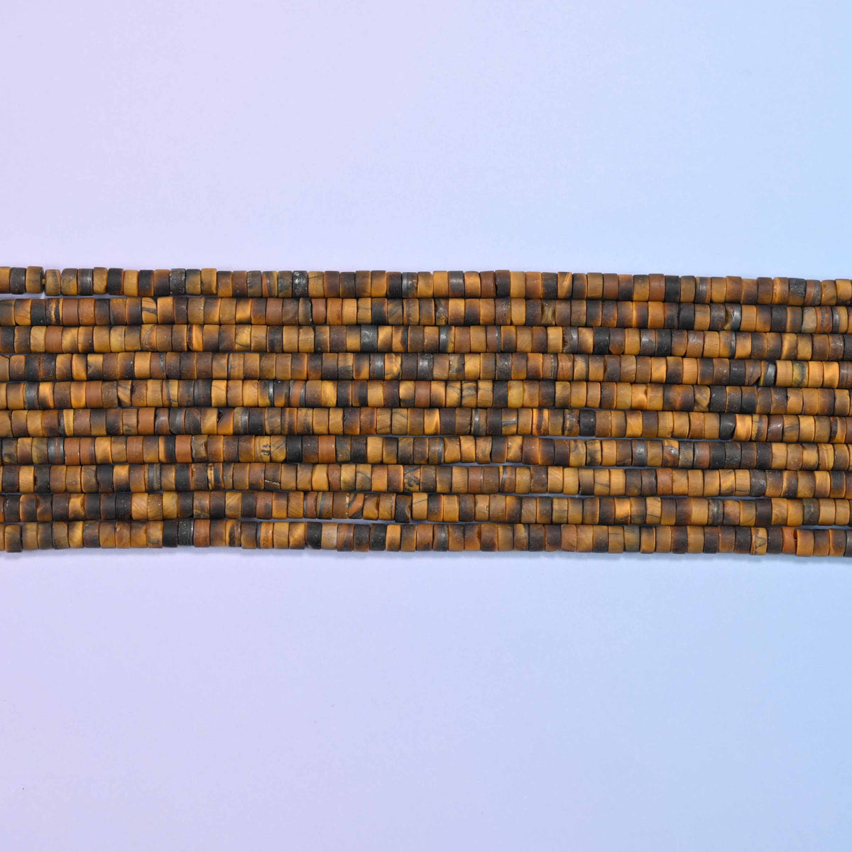 Matte tiger eye heishi disc beads, 15 inch strand