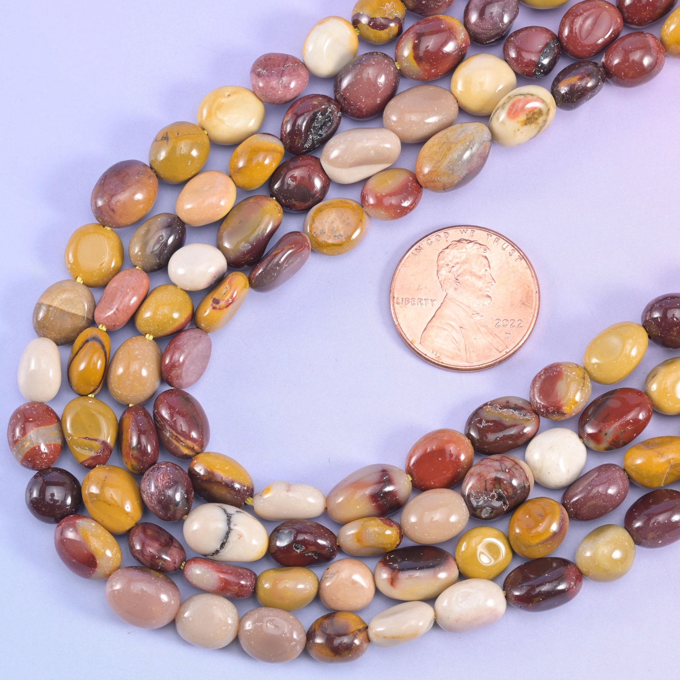 Mookaite Pebble Nugget Beads, approximately 46 beads per 15.5 inch strand
