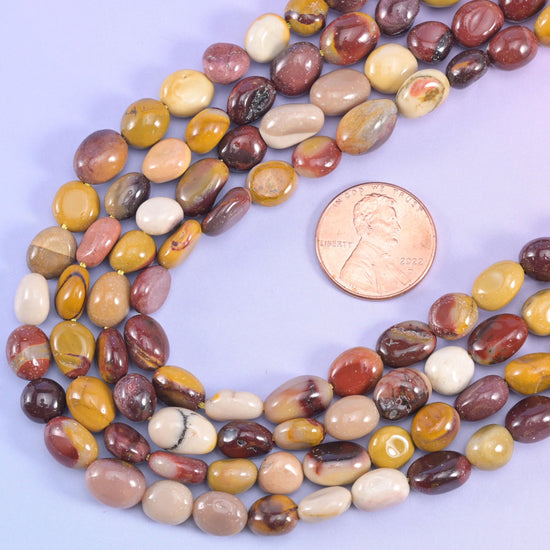 Mookaite Pebble Nugget Beads, approximately 46 beads per 15.5 inch strand