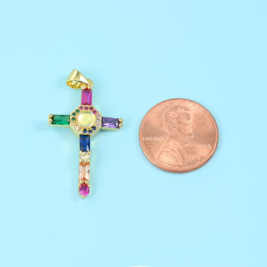 18K Gold Filled Cross Pendant 35x18mm in multiple colors available