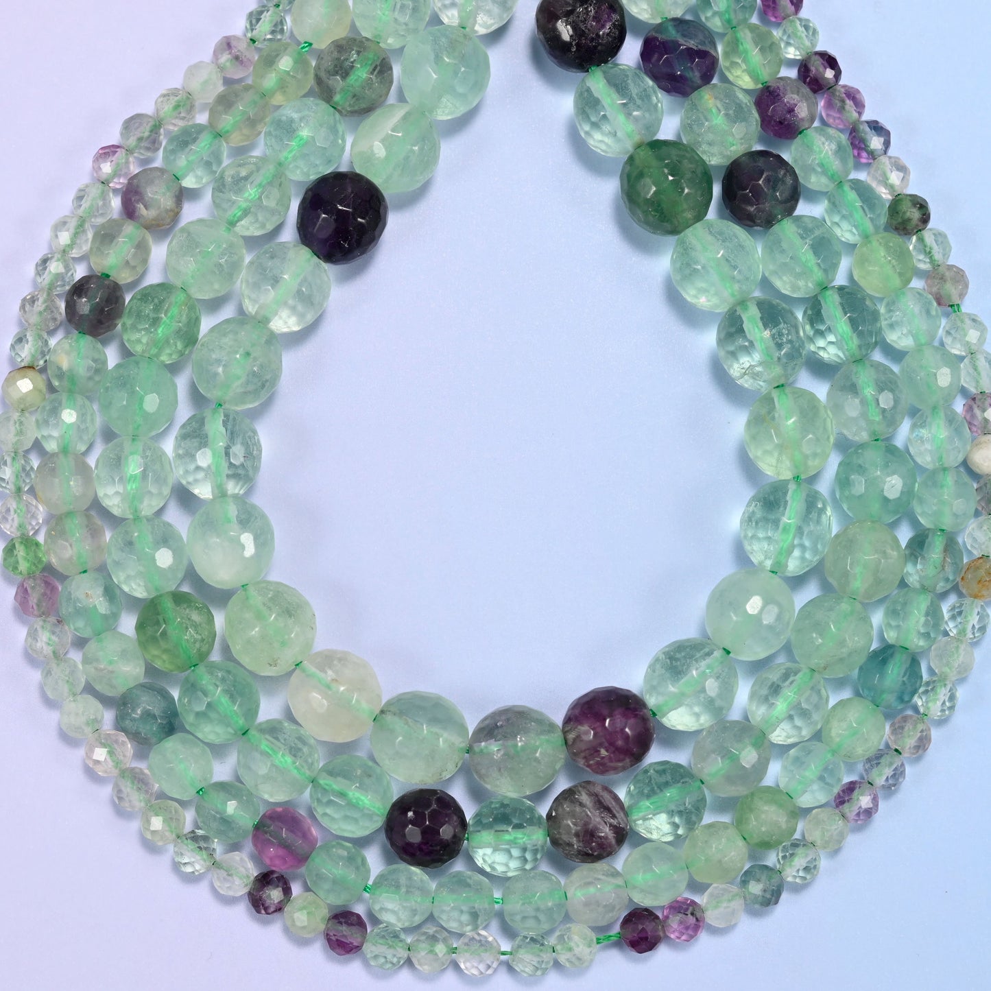 Fluorite Faceted Round Beads: Jewelry Making, 15 Inch Strand