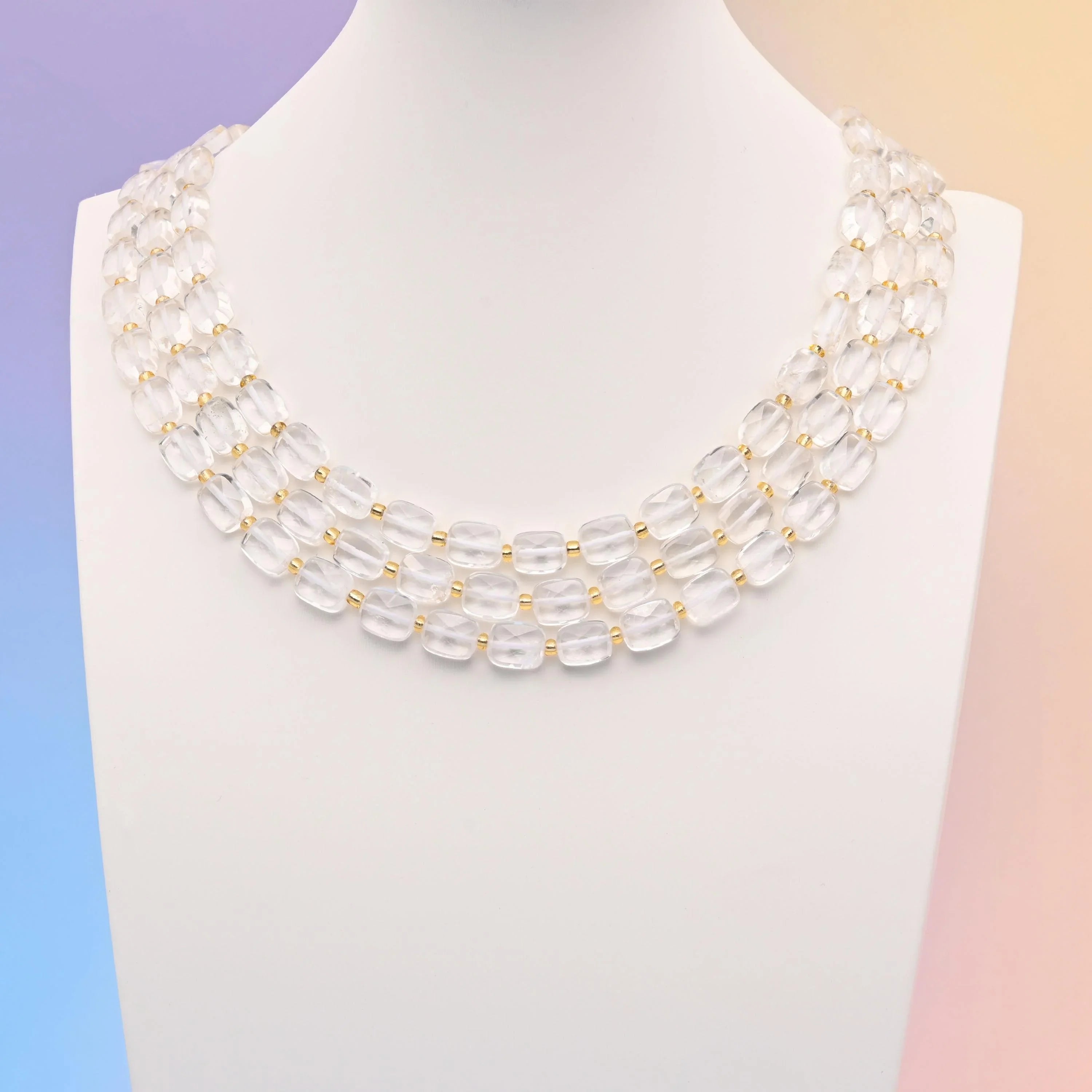 Clear quartz beads, faceted rectangular shape, 10x8mm