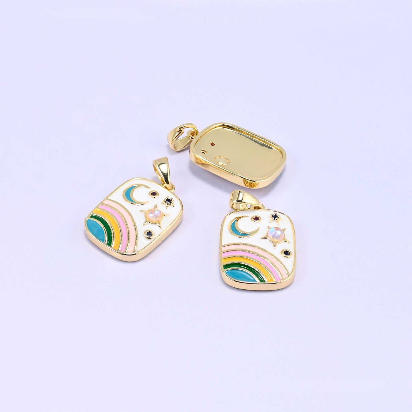Rainbow Moon Star Charm Pendant, sold individually, 1 piece per order