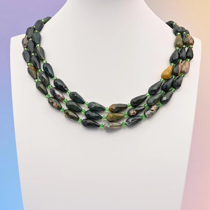 Indian agate faceted teardrop beads, 16x8mm.