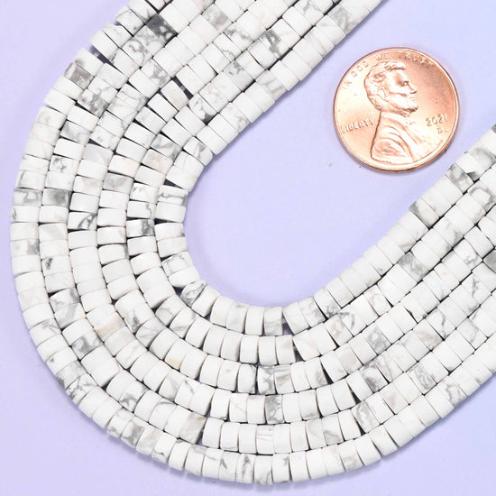 Heishi disc cut white howlite beads
