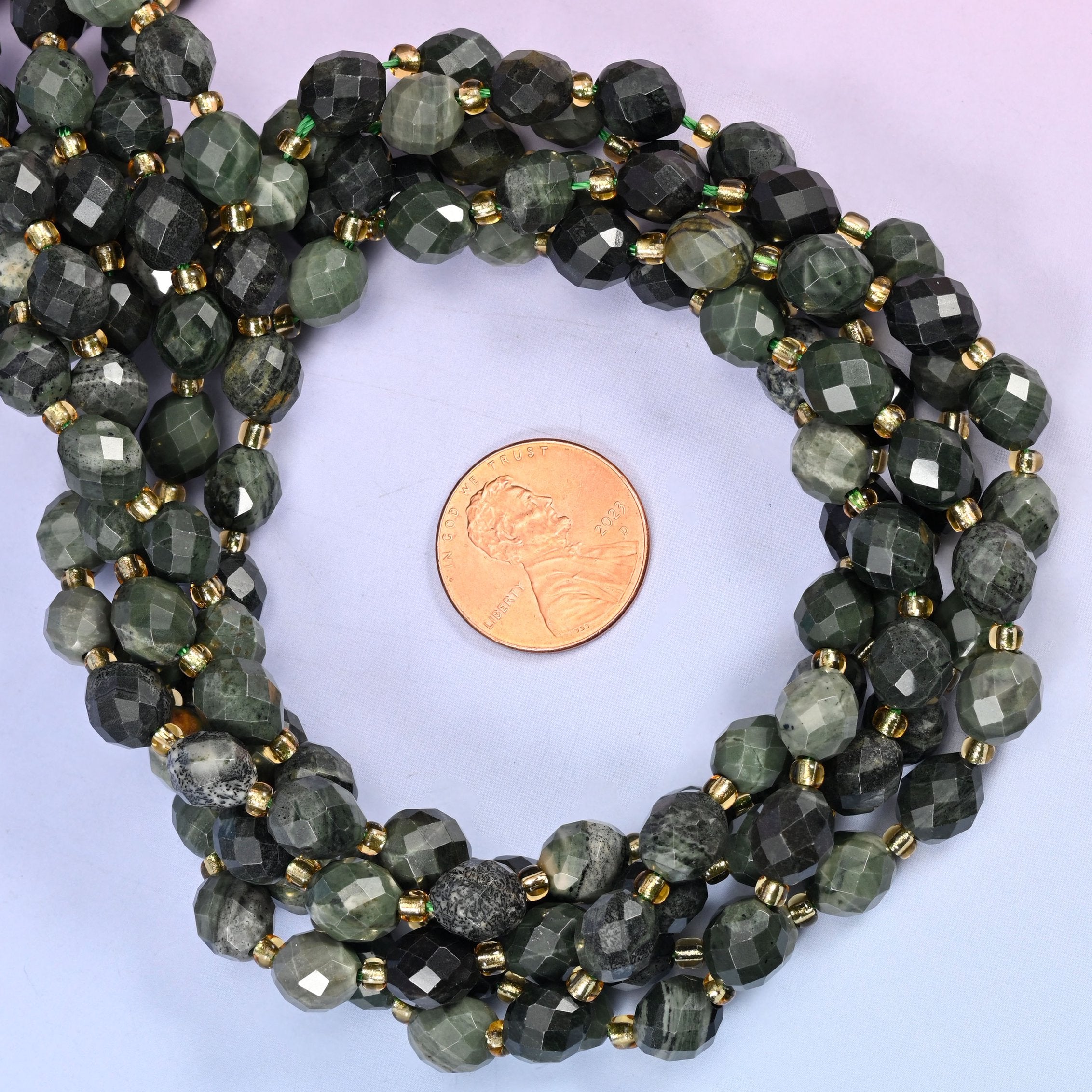 Kambaba Jasper Faceted Rice Barrel Beads 6x8mm Jewelry Making 15.5 Inch Strand