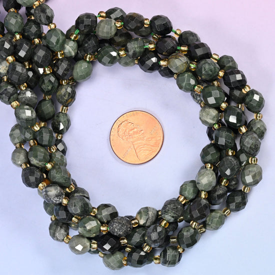 Kambaba Jasper Faceted Rice Barrel Beads 6x8mm Jewelry Making 15.5 Inch Strand