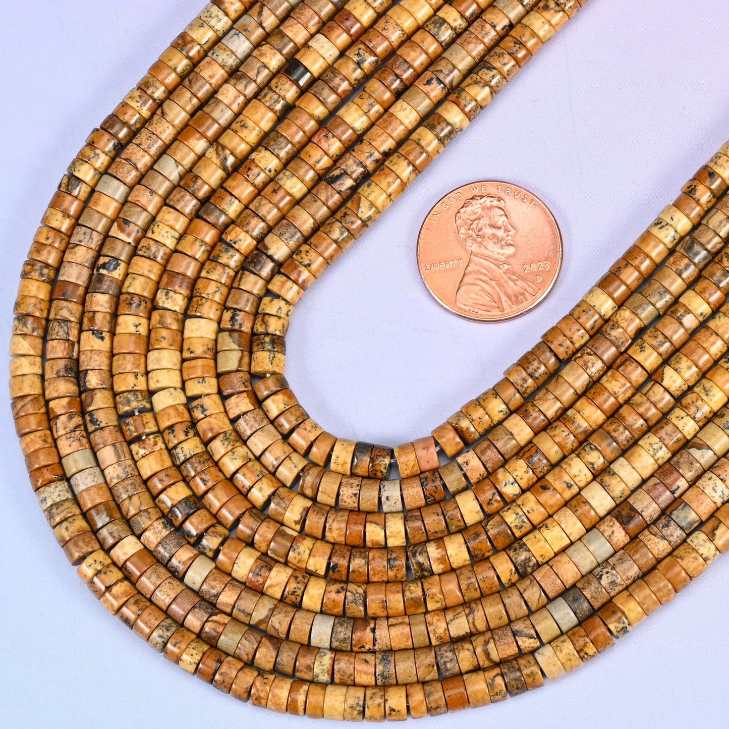Smooth heishi disc cut Picture Jasper beads