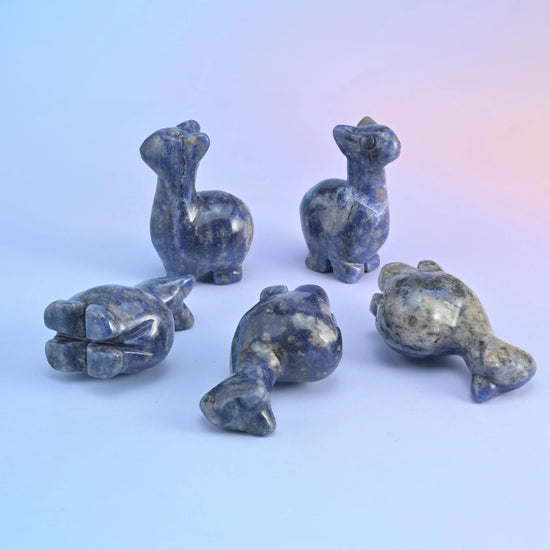 Carved natural stone alpaca figurine, about 1.6 oz, sold per piece in the stone you select