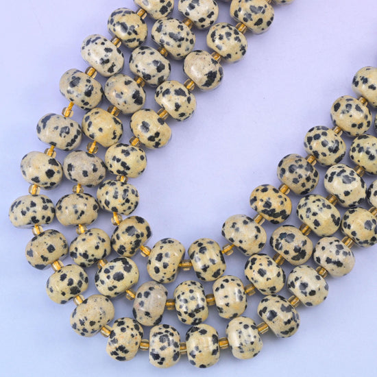 Dalmatian jasper pumpkin beads, hole approximately 1.4mm