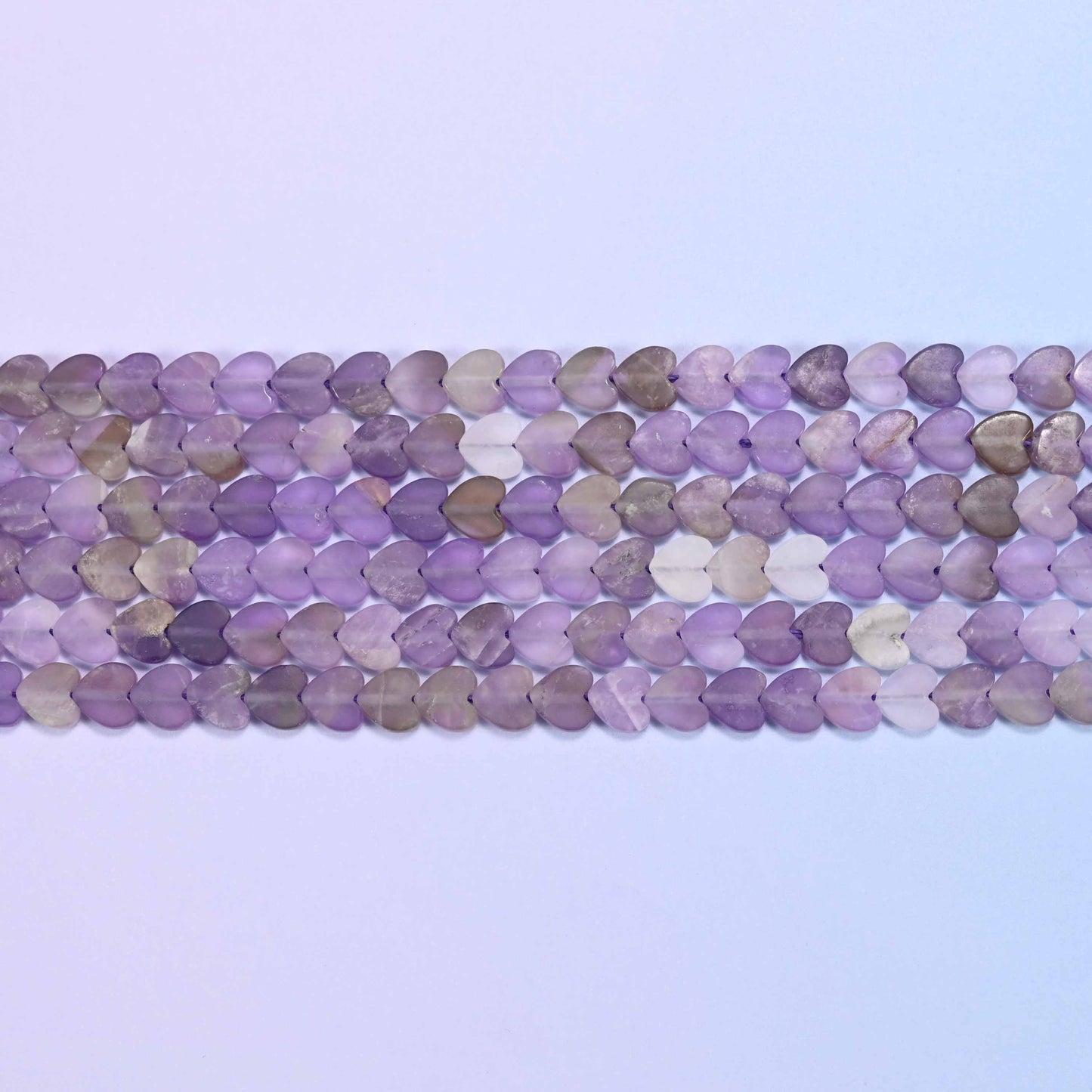 Matte Amethyst Flat Heart Beads: Size 6mm, Jewelry Making, 15 Inch Strand