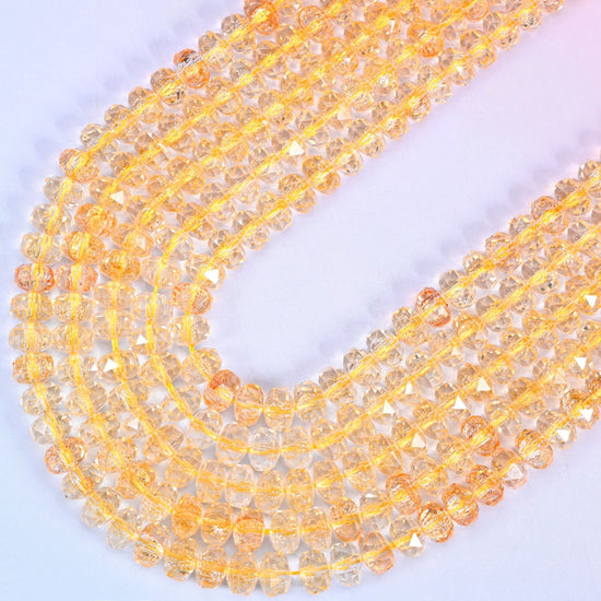 Transparent Gold Faceted Rondelle Glass Beads, 15 inch strand