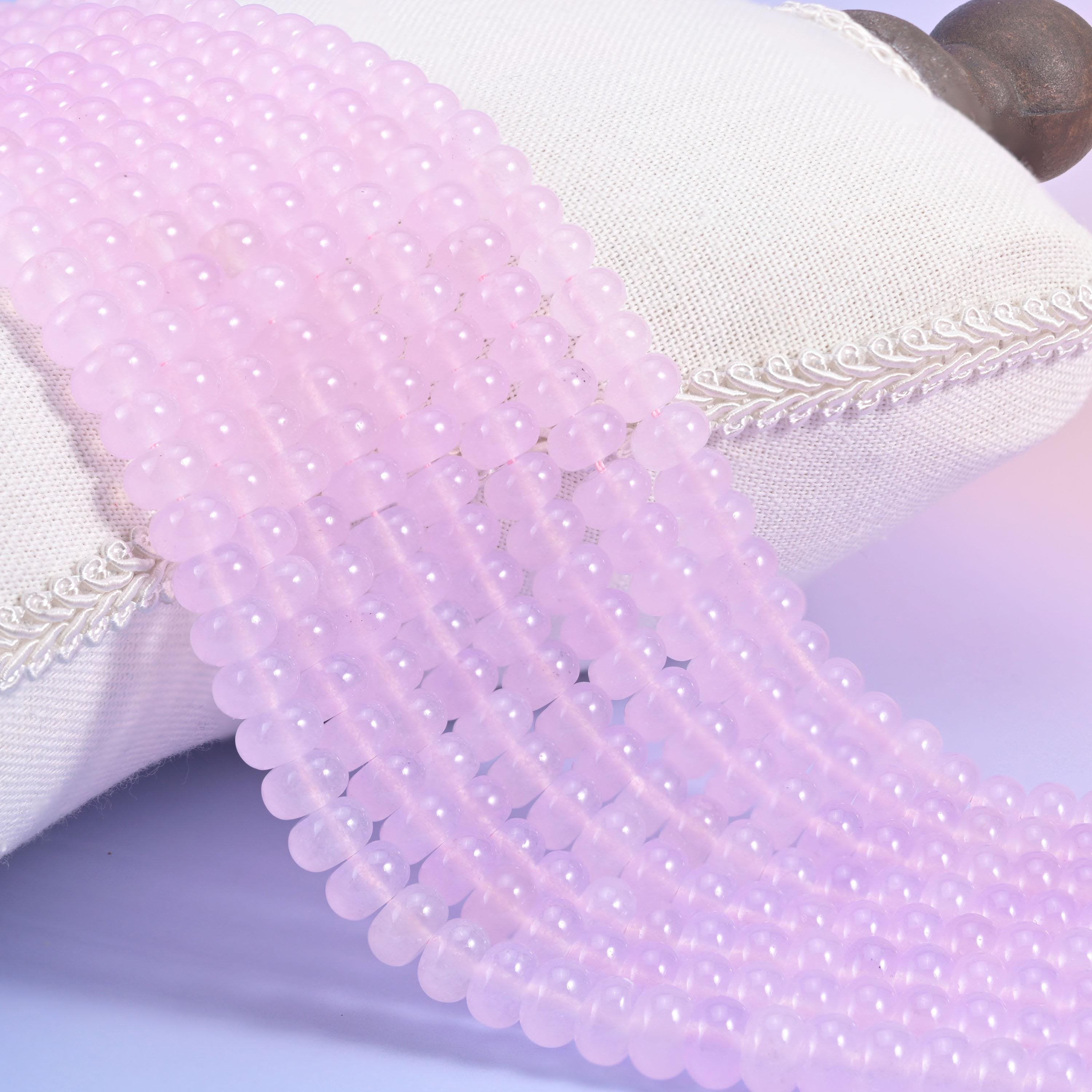 Baby Pink Dyed Jade Smooth Rondelle Beads 5x8mm