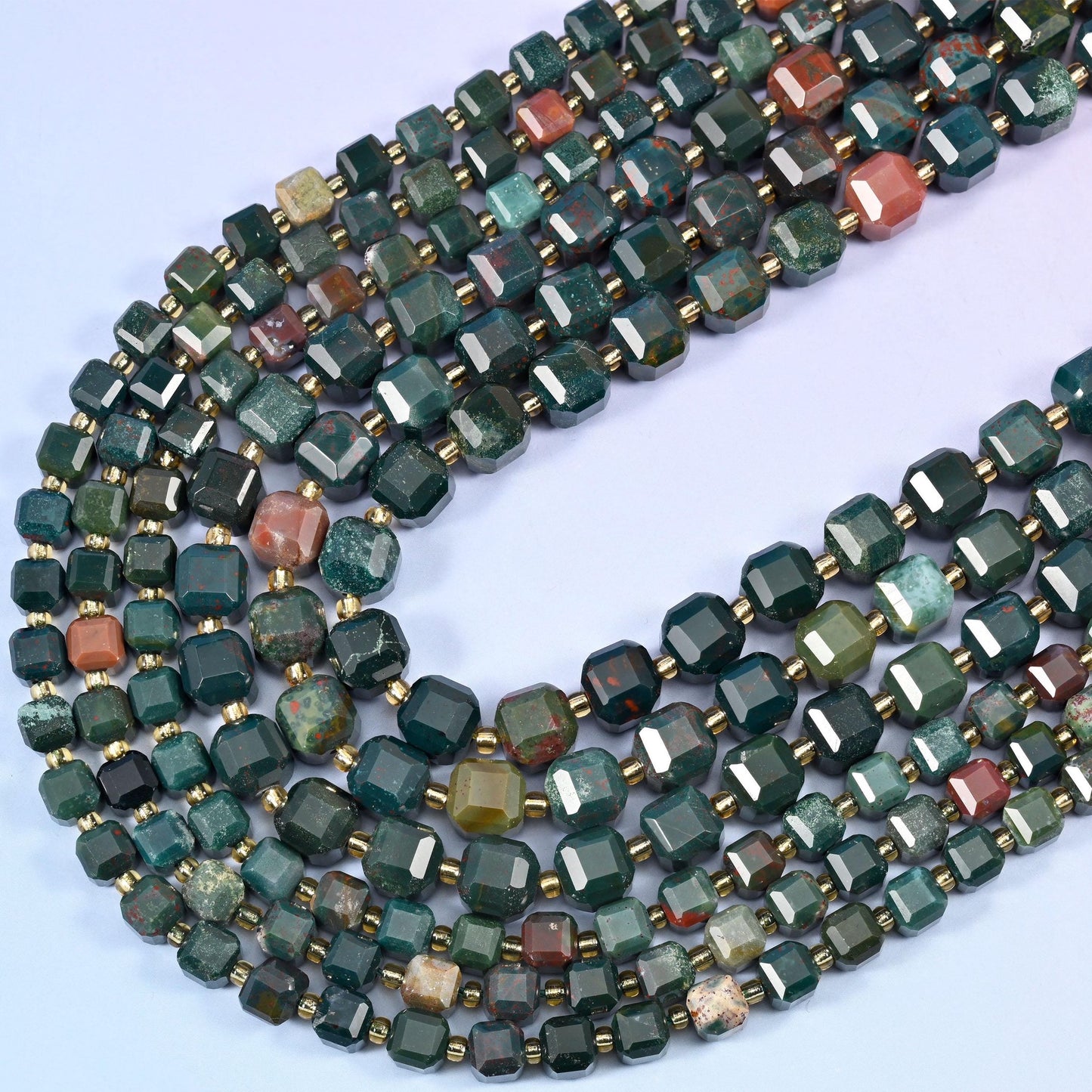 Oriental Jasper Faceted Cube Beads, 15 inch strand