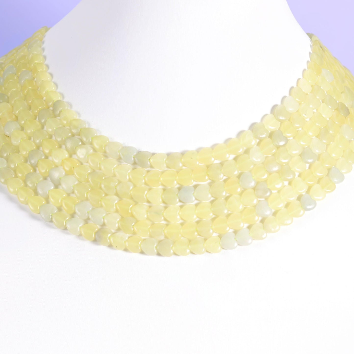 Lemon jade beads, flat heart shape, 6mm