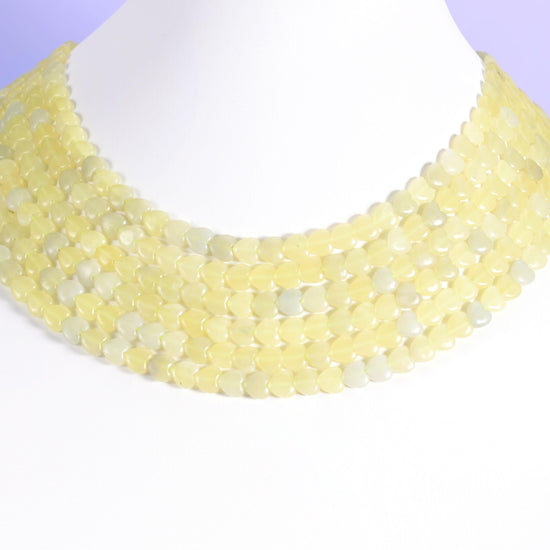 Lemon jade beads, flat heart shape, 6mm